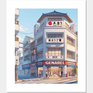 Anime Style - Japanese Street and Building Posters and Art